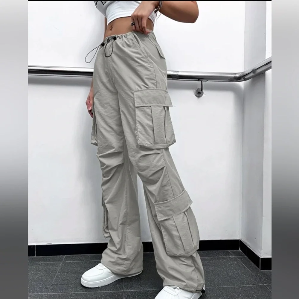 Drawstring Ruched Parachute Pants - Picture 2 of 3